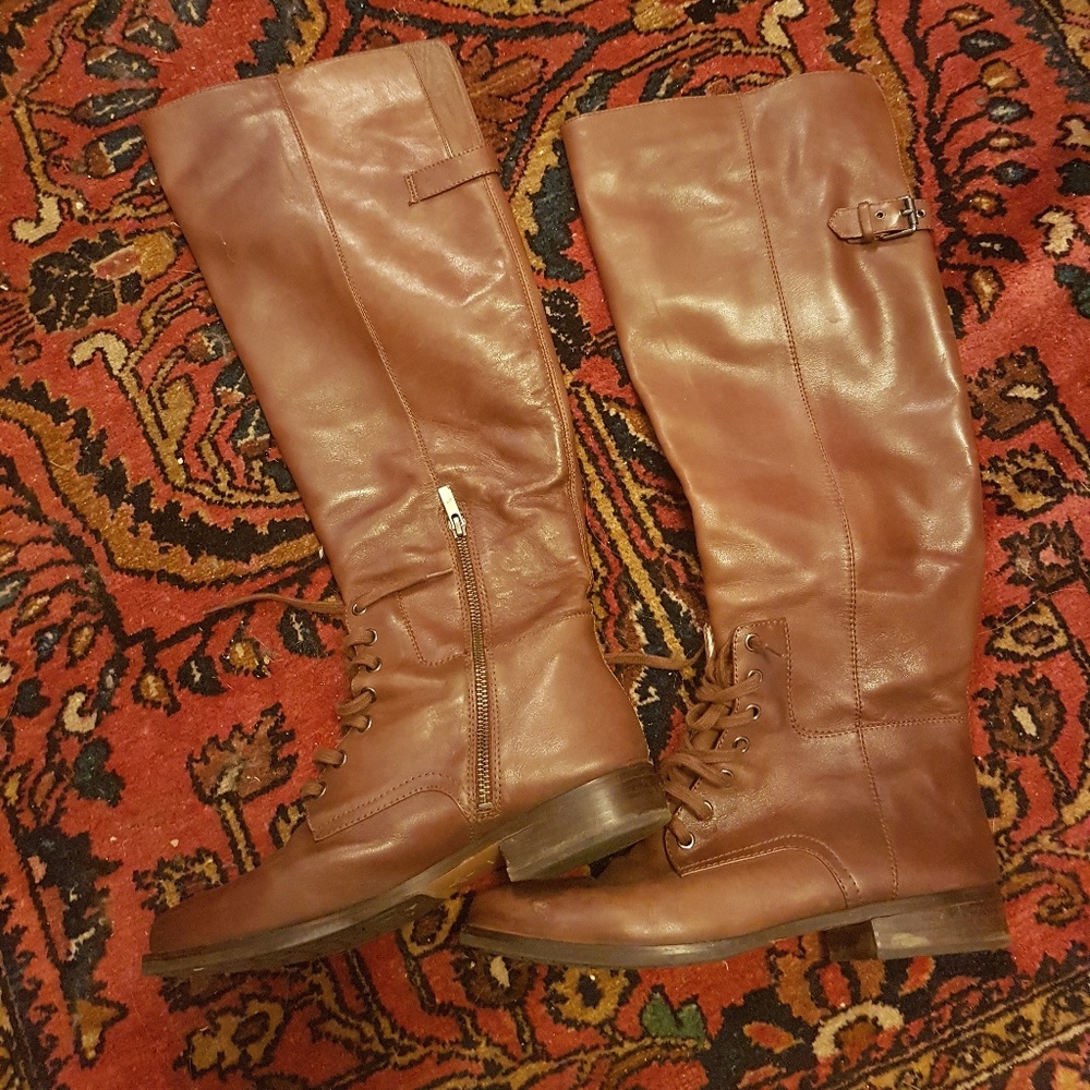 Chestnut leather knee-high/over-knee boots
